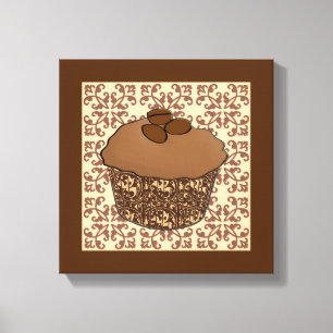 Mocha / Mattierter Kaffee Kuchen, Spitzen Hintergr Leinwanddruck