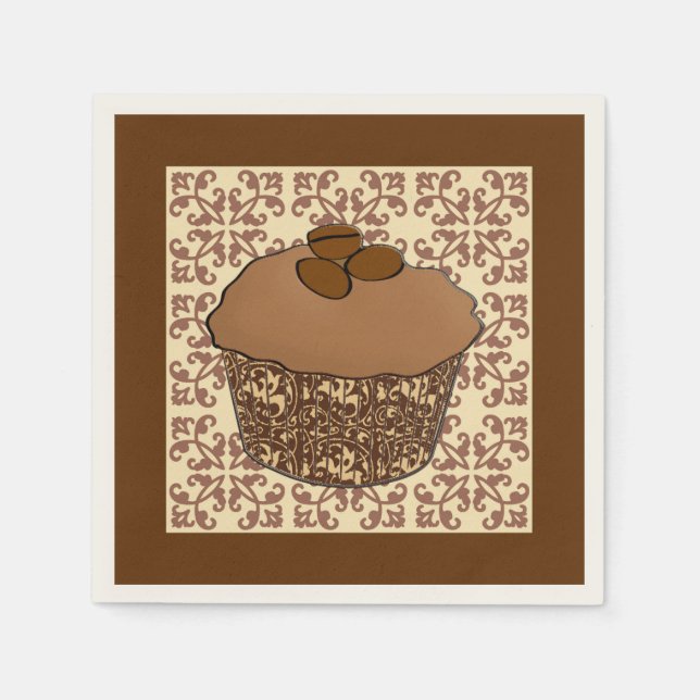 Mocha / Mattierter Kaffee Kuchen, Spitzen Hintergr Serviette (Vorderseite)