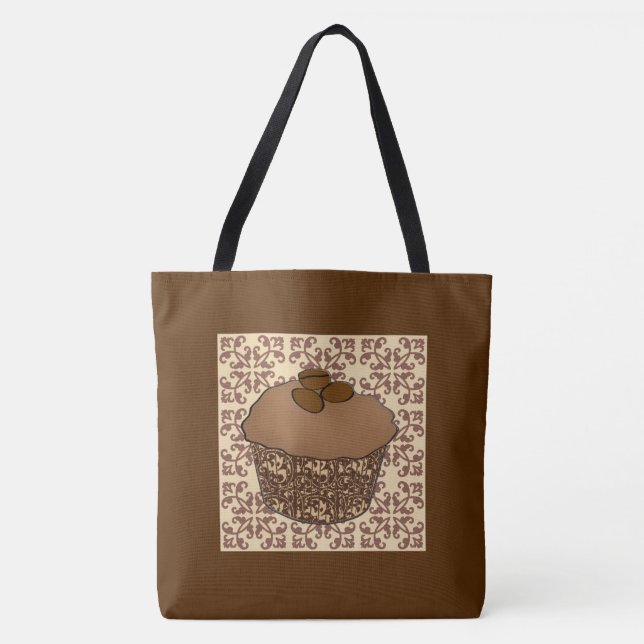 Mocha / Mattierter Kaffee Kuchen, Spitzen Hintergr Tasche (Vorderseite)