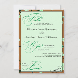 Mocha & Mint Faith Hope Love Wedding Invitations