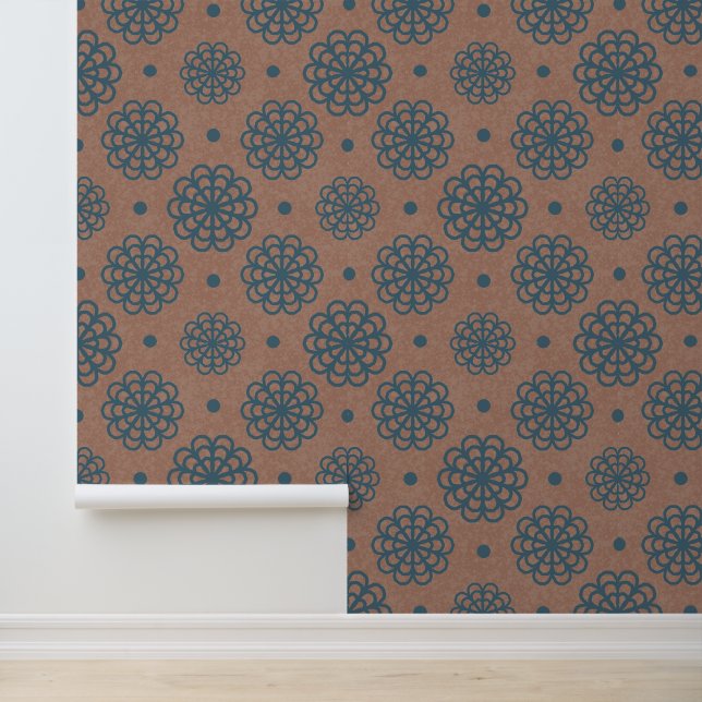 Mocha Mousse Aquamarin Mandala Blume Textur Tapete (Anwendung)