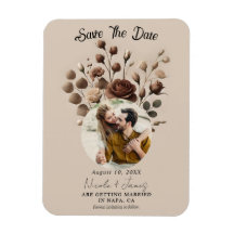 Mocha Mousse Beige Brown Floral Save the Date