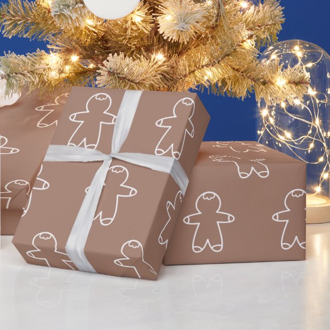 Mocha Mousse Beige Gingerbread Man A47B67 Geschenkpapier (Feiertage)