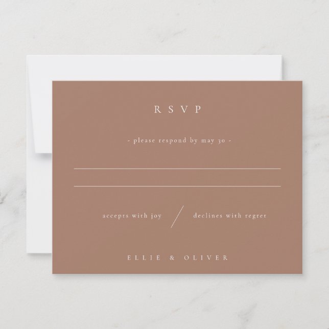 Mocha Mousse Boho Foto Wedding Modern RSVP Karte (Vorderseite)