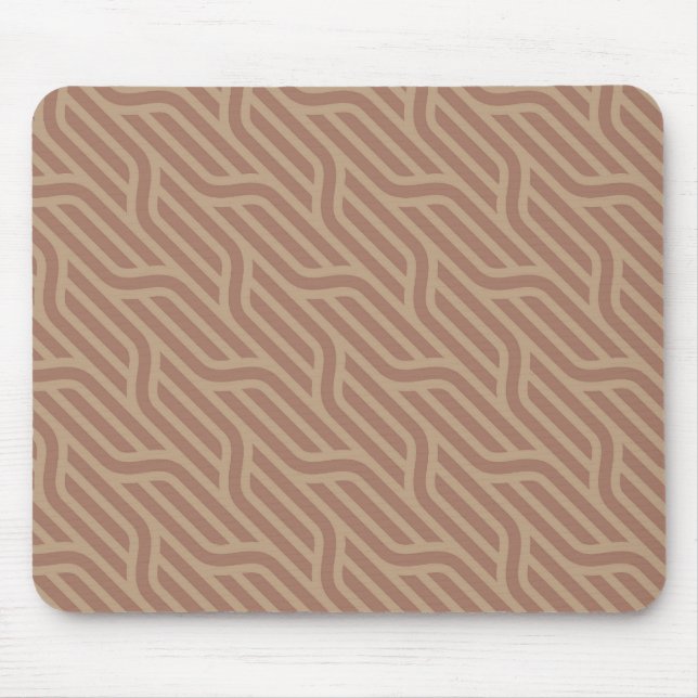Mocha Mousse Brown Buffet Beige Wavy Line Muster Mousepad (Vorne)