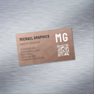 Mocha Mousse Brown geometrisches Muster QR Code Magnetische Visitenkarte
