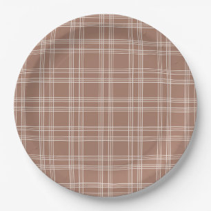 Mocha Mousse Gingham Pappteller