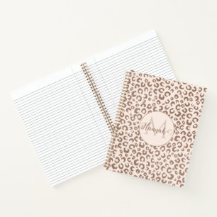 Mocha Mousse und Cream Tan Leopard Muster Notizbuch