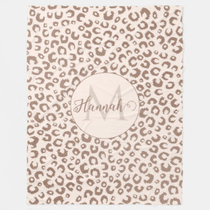 Mocha-Mousse- und Creme-Tan-Leopardenmuster Fleecedecke