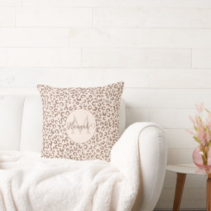 Mocha-Mousse- und Creme-Tan-Leopardenmuster Kissen