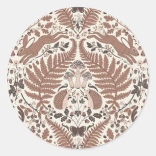 Mocha-Mousse, Wald/Waldtiere und Pflanze Runder Aufkleber