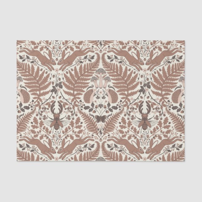 Mocha-Mousse, Wald/Waldtiere und Pflanze Seidenpapier (Vorderseite)