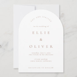 Mocha Mousse & White Boho Arch Moderne Hochzeit Einladung