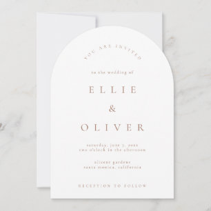 Mocha Mousse & White Boho Arch Moderne Hochzeit Einladung