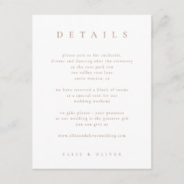 Mocha Mousse & White Boho Details Hochzeit modern Begleitkarte