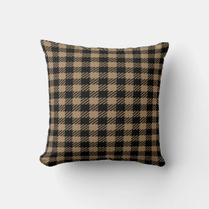 Mocha Noir Plaid / Coussin Leopard Or