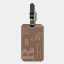Mocha personalisiertes Monogramm, Typografie-Initi Gepäckanhänger