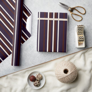 Mocha & Plum Strip Wrapping Paper Geschenkpapier