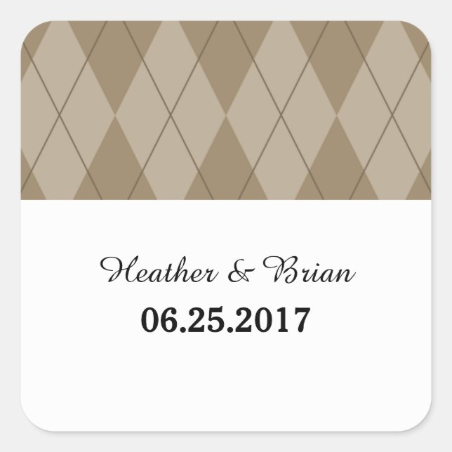 Mocha Raute Wedding Stickers (Vorderseite)