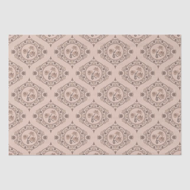 Mocha Rokoko Revival Lotus Mandala Mid Mod Ogee Seidenpapier (Vorderseite)