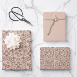 Mocha Rokoko Revival Mandala Art Deco Geschenkpapier Set