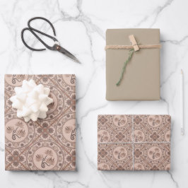 Mocha Rokoko Revival Mandala Geo Diamond Tile Geschenkpapier Set