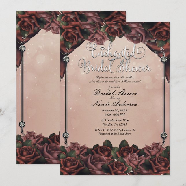 Mocha Rust Brown Rose Elegante Hochzeit im Herbst Einladung (Vorne/Hinten)