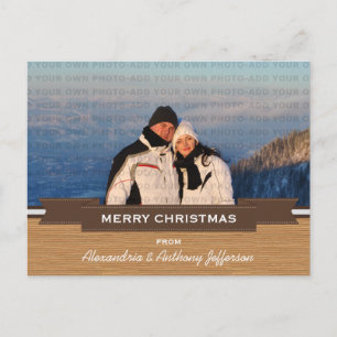 Mocha Rustic Banner Holiday Foto Postkarte