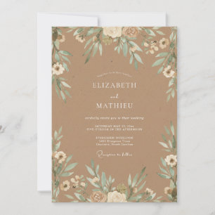 Mocha Salbei Laub Eukalyptus Hochzeit Einladung