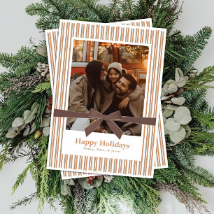 Mocha Samt-Schleife Foto Weihnachtskarte Feiertagskarte