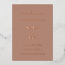 Mocha Save the Date Foil Einladung