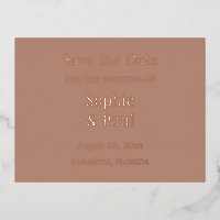 Mocha Save the Date Foil Einladung Postkarte
