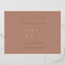 Mocha Save the Date Foil Einladung Postkarte
