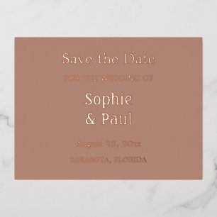 Mocha Save the Date Foil Einladung Postkarte