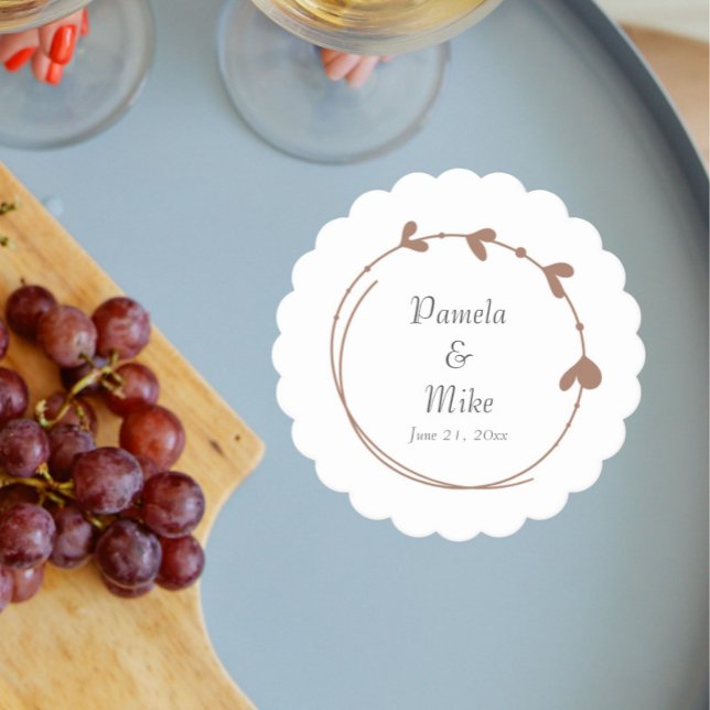 Mocha Simple Heart Wreath Wedding Untersetzer (In Situ Wedding)