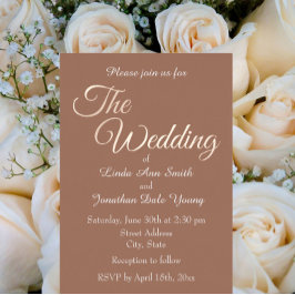 Mocha Simple Style Script Wedding Folieneinladung