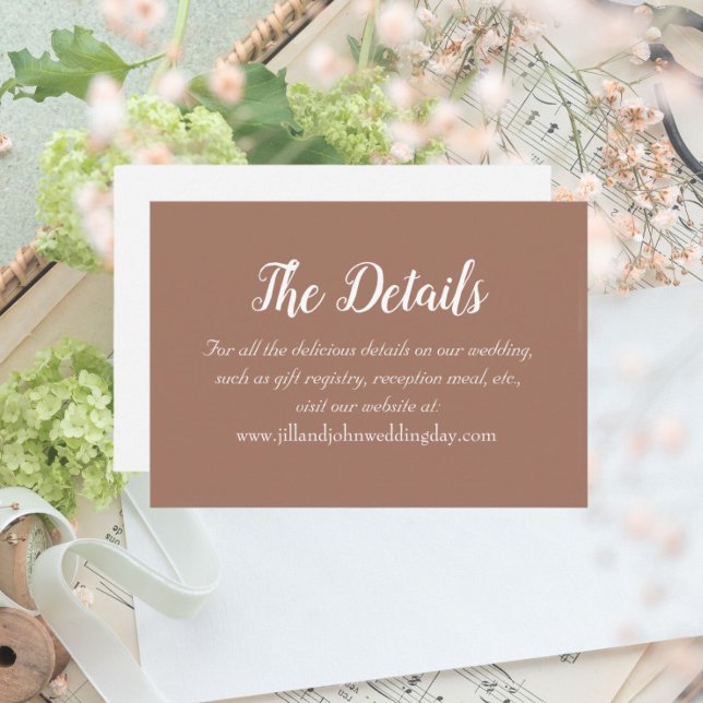 Mocha Simple Style Wedding Details Begleitkarte (In Situ Wedding)