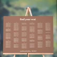 Mocha Simple Wedding Chart Alphabetisch