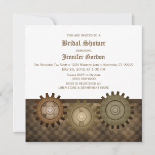 Mocha-Steampunk-Zahnräder-Brautparty-Einladung Einladung