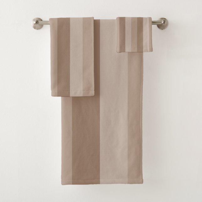 Mocha Striped Pattern Badhandtuch Set (Insitu)