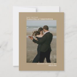 Mocha Tan Vertical Foto Minimalistisch Wedding Save The Date