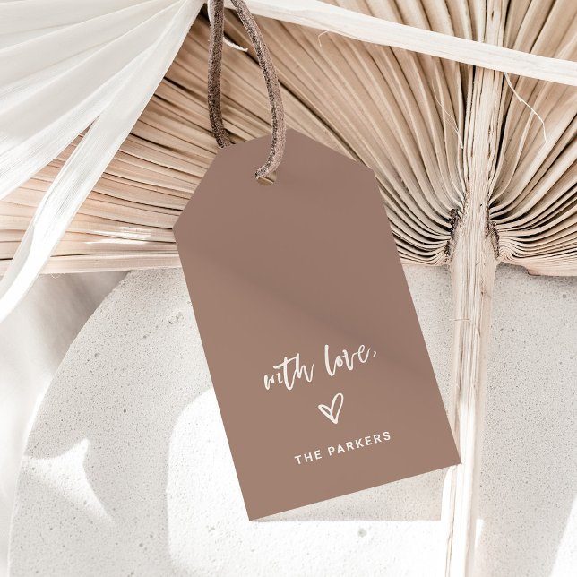 Mocha Taupe | Casual Script and Heart With Love Geschenkanhänger (Von Creator hochgeladen)