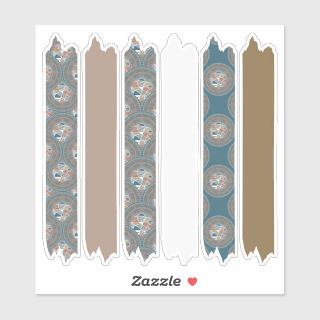 Mocha und Aquamarine Dot Mandala Patterns Washi Ta Aufkleber (Blatt)