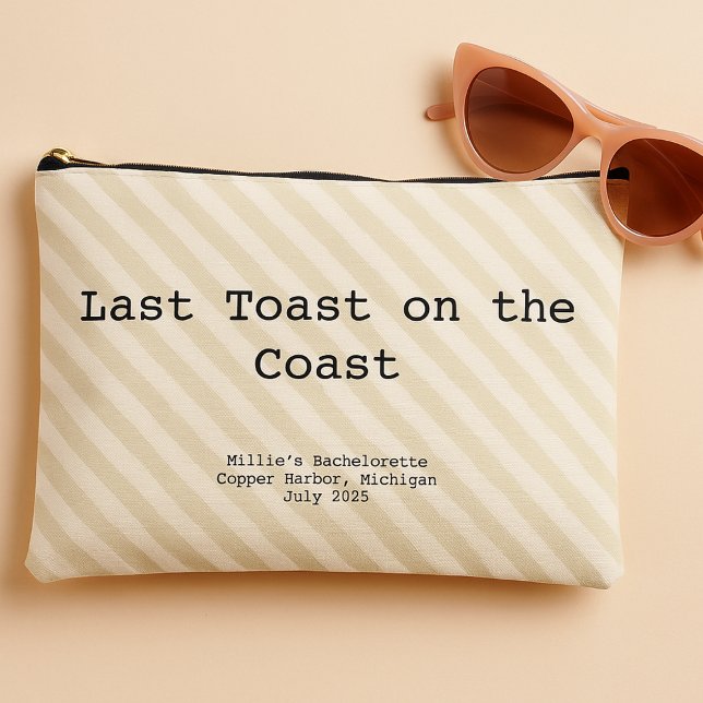 Mocha und Cream Striped Bridesmaid Bachelorette Zubehörtasche (Von Creator hochgeladen)