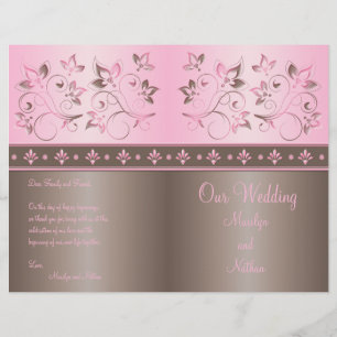 Mocha und Pink Floral Wedding Program