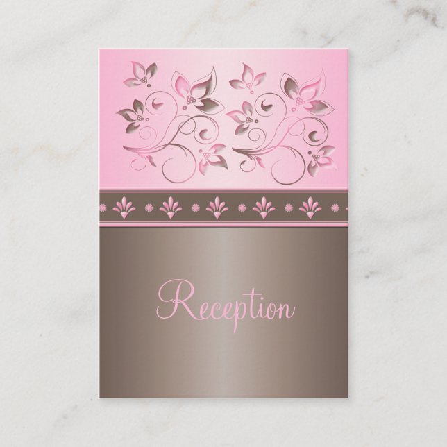 Mocha und Rosa Floral Empfang Umschließkarte Begleitkarte (Vorderseite)
