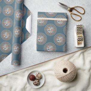 Mocha- und Teal-Abstrakt-Akzent-Polka-Dot-Mandala Geschenkpapier