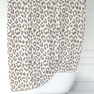 Mocha und Weißer Leopard Duschvorhang