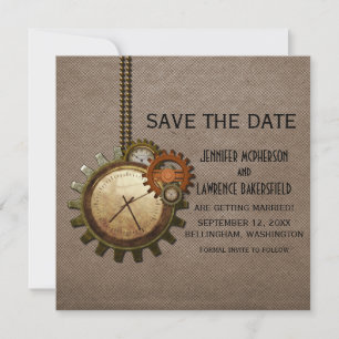 Mocha Vintag Clock Save the Date einladen
