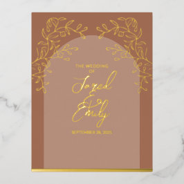 Mocha Wedding Foil Save the Date Postcard Folie Einladungspostkarte